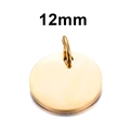 Polished 12mm round golden stainless steel pendant charm with ring for DIY jewelry - Round Inner Hole (12mm) / Gold