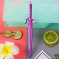 Purple sword shaped neutral pen with intricate metallic handle textures on colorful desk - Imperial Sword - Purple / 0.5mm