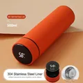 500ml smart stainless steel thermos in orange with LED temperature display and tea infuser - Replaceable Battery Smart Series / Matte Orange