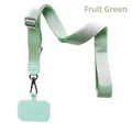 Adjustable fruit green crossbody phone lanyard with matching connecting patch - Fruit Green Flat Rope + Matcha Green Patch