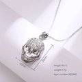 Pendentif tête de mort en argent avec zircons étincelants sur fond blanc - Couleur Acier (N0164S)