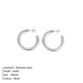 Silver stainless steel 30mm hoop earrings with 4mm thick tube and minimalist design - 30MM Steel Color