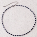 Blue and white zircon tennis necklace with sapphire stones and lobster clasp - Blue Necklace-Platinum