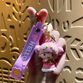 Cute Sanrio Little Twin Stars Lala keychain with purple silicone HELLO wristband - Sanrio Floral Series-Little Twin Stars Lala