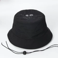Waterproof black quick-dry bucket hat with adjustable chin strap and water droplets - S 56CM / Black