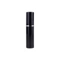 Sleek 5ml black glossy refillable perfume spray bottle with decorative silver ring - Bright Black