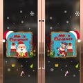 Stickers électrostatiques de Noël avec Père Noël renne et texte Merry Christmas - Style Père Noël & Renne (WQ Christmas Window Flower 02)