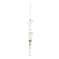 Silver hummingbird wind chime with green crystal beads and a spiral iron frame - 59cm/128g / Green