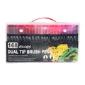 Set of 168 colors dual-tip watercolor brush markers in a transparent storage case - 168 Colors/Portable Box
