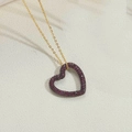 Elegant gold chain necklace featuring a heart pendant with sparkling purple pavé stones - Gold/Purple Zirconia