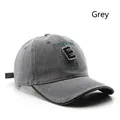 Vintage gray washed cotton baseball cap with embroidered patch and Everyone lettering - Gray