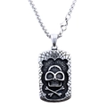 Gothic stainless steel rectangular pendant necklace featuring a vintage skull and crossbones - Steel Color Skull Square Pendant (B0314) / Without Chain
