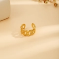 Matte gold Cuban link chain open ring with an adjustable minimalist metal band - Cuban Chain Style