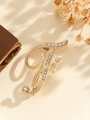 Elegant gold letter F brooch pin featuring sparkling rhinestones and a vintage alloy design - Gold Letter F