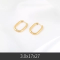 Golden oval U-shaped stainless steel hoop earrings in polished mirror finish, 3.0x17x27 mm - 3*16*24mm / Gold