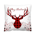 Christmas pillow cover with red and black buffalo plaid reindeer and Merry Christmas text - Style 11-Red Plaid Elk Merry Christmas