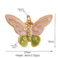 Pink and green enamel butterfly pendant with zircon accents in golden finish - White L351519