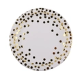 Elegant white paper plate with decorative gold foil polka dots for birthday party decor - Small Paper Plates