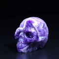Hand-carved natural purple amethyst crystal skull sculpture with unique stone textures - Amethyst Skull-1.5 Inches