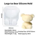 Large 3D teddy bear silicone mold with cream-colored finished candle and size parameters - Large Ice Bear Silicone Mold