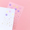 Sparkling floral face jewels with purple and yellow rhinestones for fairy makeup look - Colorful Flower Gems (BJA-646)