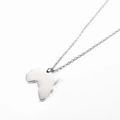 Polished silver Africa map pendant necklace in stainless steel with simple O-chain - Silver (Polished Map Silhouette)