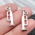 Antique silver musical instrument charm in trumpet shape for DIY jewelry making - Trumpet (7x22mm-1g)