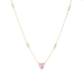 Elegant gold chain necklace featuring a pink heart-shaped zircon and white gemstones - Gold Pink Zirconia