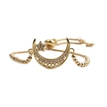 Adjustable gold star and moon bracelet with zircon stones on a white background - Moon Star with Bead Box Chain