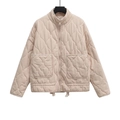 Chaqueta acolchada de algodón lavado beige con cuello alto y dos bolsillos de parche - XS / Blanco Roto