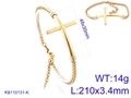 Gold stainless steel Spiga chain bracelet with large polished cross pendant for men - 21cm / Gold (KB110131-K)