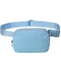 Water-resistant light blue nylon waist bag for sports with adjustable strap and plastic buckle - Blue & Silver
