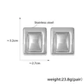 Orecchini rettangolari minimalisti in acciaio inossidabile argento lucido a specchio - Color Acciaio