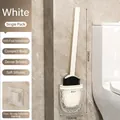 White wall-mounted toilet brush with silicone bristles and wavy transparent holder - Glacier Pattern Silicone Toilet Brush / White