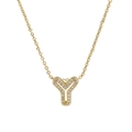 18k gold plated brass necklace featuring letter Y pendant with zircon stones - Letter Y