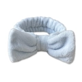 Soft coral fleece headband with large light blue bow for face washing and skincare - Sky Blue Headband 1pc