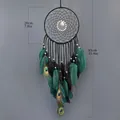 Acchiappasogni con piume di pavone, ciondolo albero della vita e perline luminose - Linque (Verde Nero Pavone)