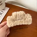 Large 11cm plush hair claw clip in cream faux fur for thick hair autumn styling - Camel Plush Hair Claw 11cm
