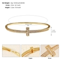 Golden T-shaped open bangle with zircon inlay in copper finish, 17cm circumference - Double T Bypass (BS-J5520G) / Gold
