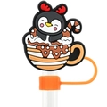 10mm Christmas penguin straw topper with red antlers and candy cane for reusable straws - 10-Antler Penguin