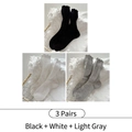 Pack de 3 pares de calcetines con volantes de algodón en blanco, negro y gris a rayas - Negro + Blanco + Gris Claro