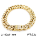 Vergoldetes Panzerarmband mit Zirkonia-Steinen, 190 mm Länge und 11 mm Breite für Herren - 11mm (KB170704-MZOZ) / Gold