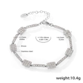 Silver stainless steel bar bracelet featuring hand-set cubic zirconia and lobster clasp - Steel