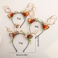 Three-piece set of festive Christmas reindeer antler headbands with berries and bells - 3pcs Set: Bell Reindeer & Butterfly Flower & LED Reindeer