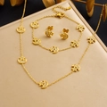 Gold celestial sun and moon jewelry set including star necklace, bracelet and earrings - 3-Piece Set N3956 B1933 (Necklace + Bracelet + Earrings)