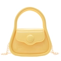Mini borsa a mano gelatina macaron giallo brillante con catena dorata e finitura in silicone - Giallo