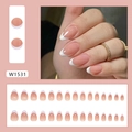 Elegant French tip press-on nails in nude pink with white edges, model W1531 - W1531 Gradient French