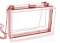 Transparent acrylic clutch bag with rose gold metal frame and chain strap - Transparent with Rose Gold Hardware