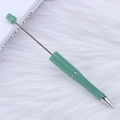 Beaded DIY ballpoint pen in mint green featuring a sleek metal scoop decorative head - Khaki Green