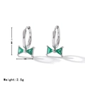 Silver bow earrings with green zircon stones, height 17.6mm, width 10mm, weight 2.5g - Silver-Green Zircon